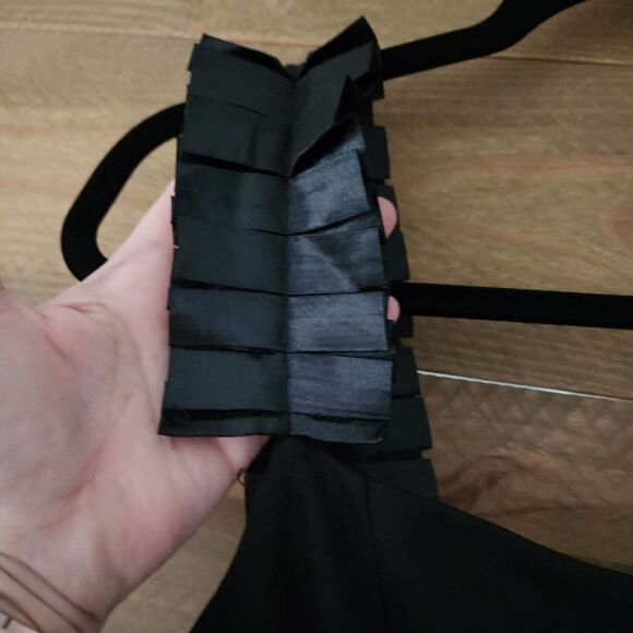 New Lulus Black Shoulder Ruffles Mermaid Bodycon Dress womens size S - Picture 3 of 7